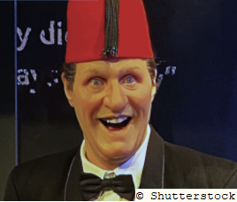 Entertaining zoom talks about comedian Tommy Cooper by speaker and